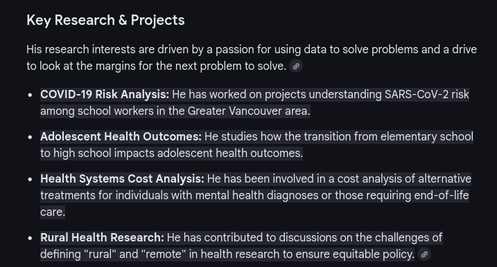 a screenshot of the google ai summary for me falsely attributing scientific findings or research that I did not contribute to
