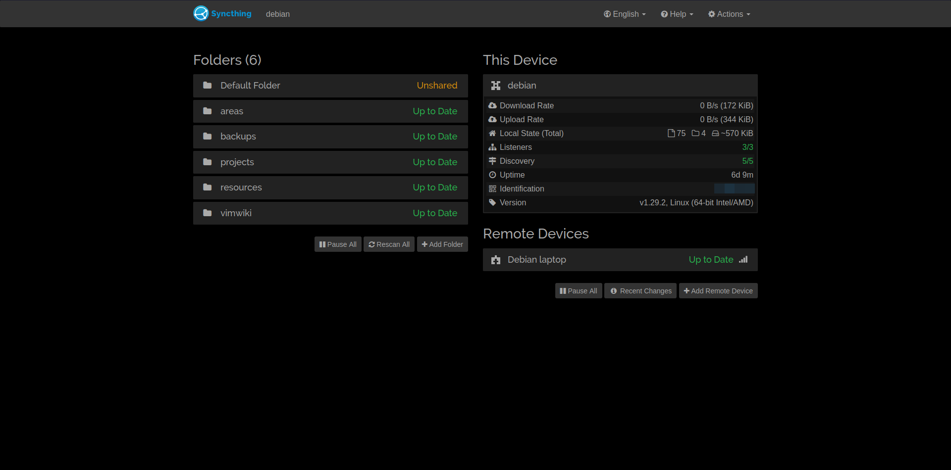 syncthing web gui screenshot