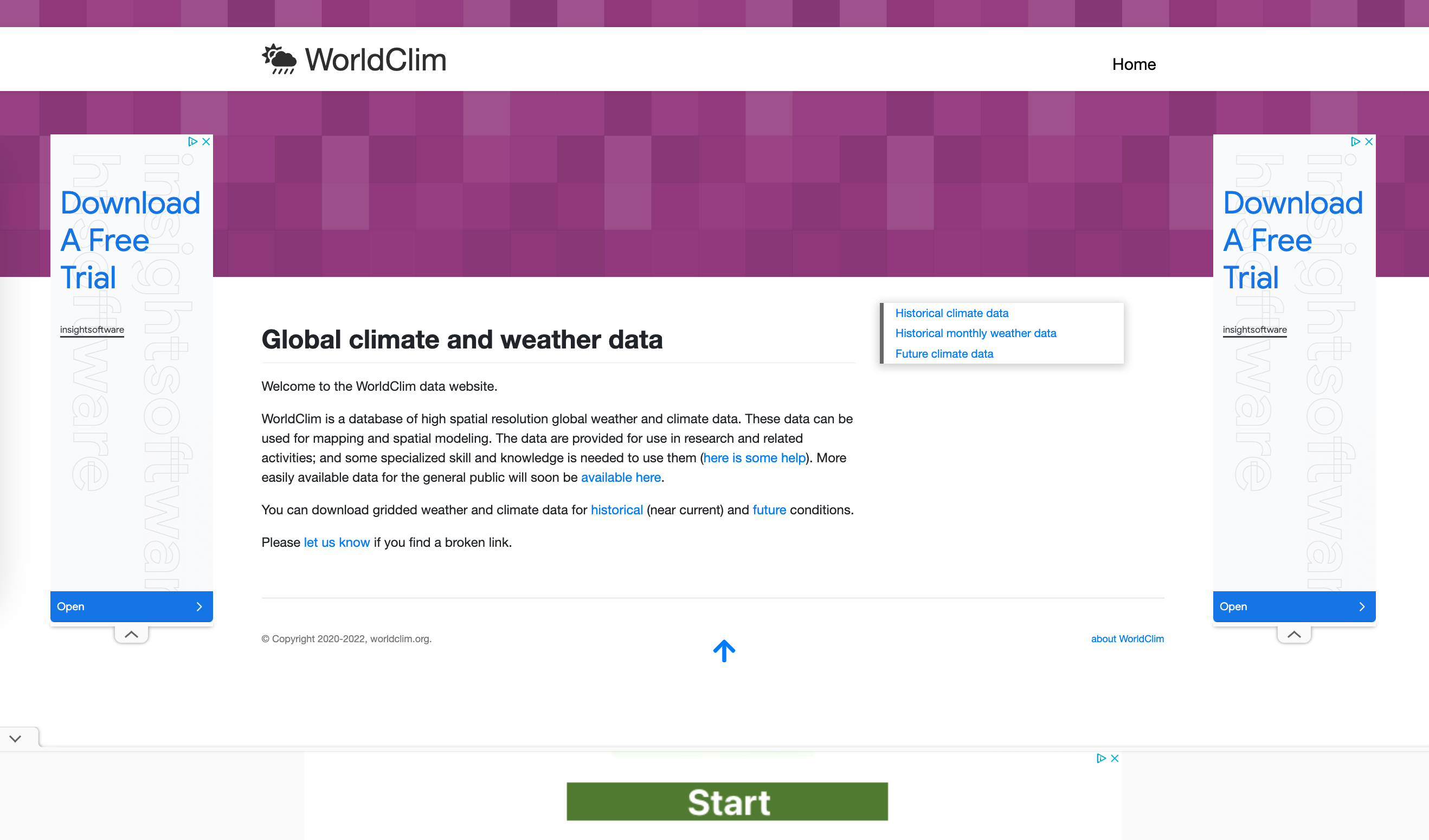 Worldclim download screen